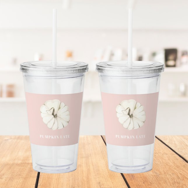 Pumpkin Spice Watercolor Pumpkin | White & Pink  Acrylic Tumbler (Creator Uploaded)