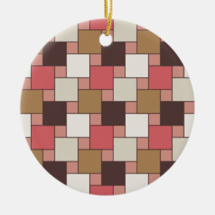 Pumpkin Spice Weave Pattern Ceramic Tree Decoration