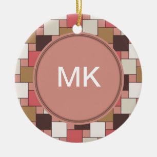 Pumpkin Spice Weave Pattern Ceramic Tree Decoration