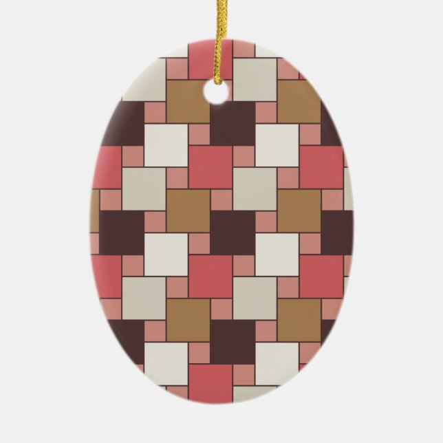 Pumpkin Spice Weave Pattern Ceramic Tree Decoration (Front)