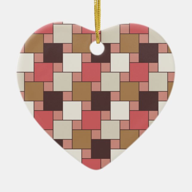 Pumpkin Spice Weave Pattern Ceramic Tree Decoration (Front)