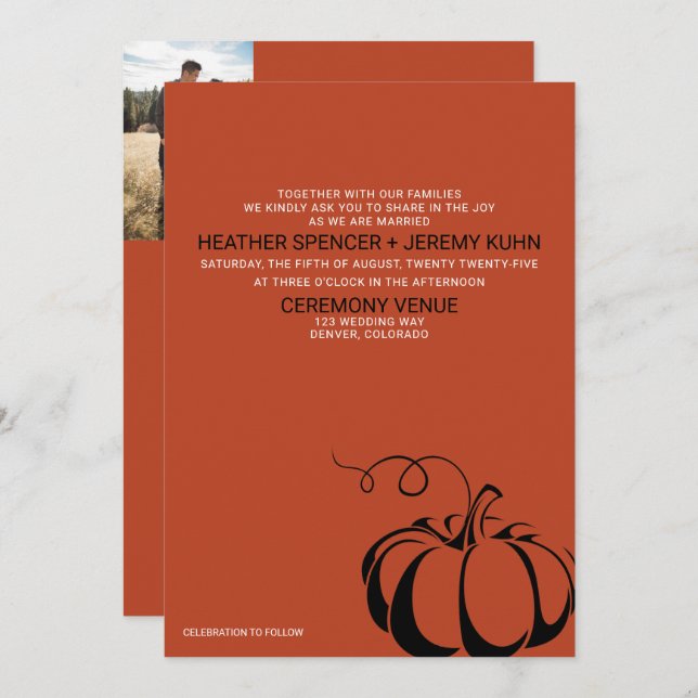 Pumpkin Spice Wedding Invitation (Front/Back)
