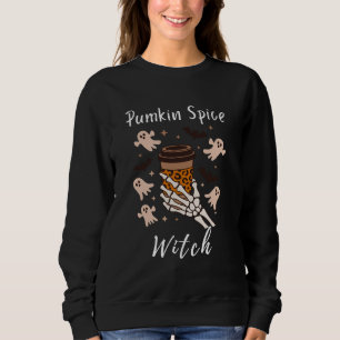 Pumpkin Spice Witch Coffee Skeleton - Womens Shirt
