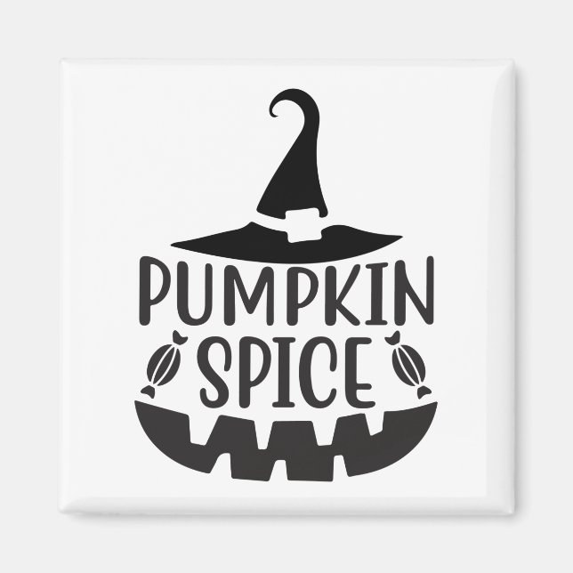 Pumpkin Spice with a Jack-O-Lantern Witch Magnet (Front)