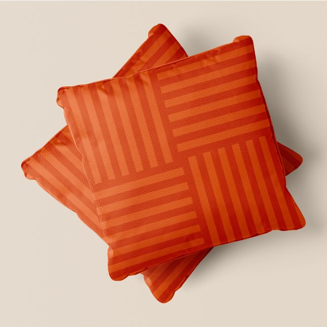 Pumpkin Spice-yyyy Orange Large Stripe Squares Cushion (Pumpkin Spice-yyyy Orange Large Stripe Squares Throw Pillow)