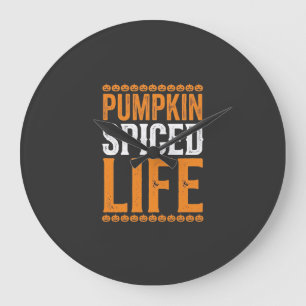 Pumpkin Spiced Life Halloween Typography Design_1 Large Clock