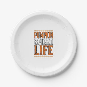 Pumpkin Spiced Life Vintage Halloween Typography D Paper Plate