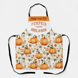 Pumpkin Spiced Melanin Fall Leaves name Apron