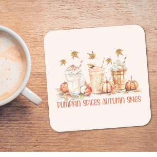 Pumpkin Spices Fall Autumn Drink Funny Quote Square Paper Coaster
