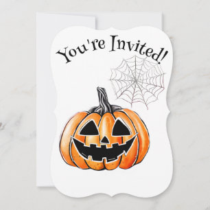 Pumpkin & Spider Web Halloween Party Invitation