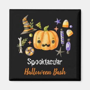 Pumpkin Spooktacular Halloween Bash Party Black Magnet