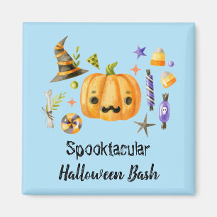 Pumpkin Spooktacular Halloween Bash Party Blue Magnet