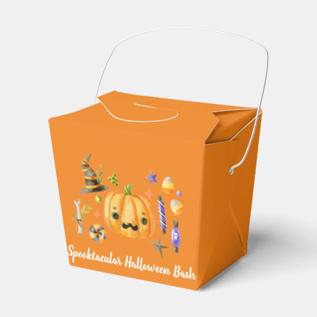 Pumpkin Spooktacular Halloween Bash Party Orange Favour Box (Front Side)
