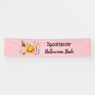 Pumpkin Spooktacular Halloween Bash Party Pink Banner
