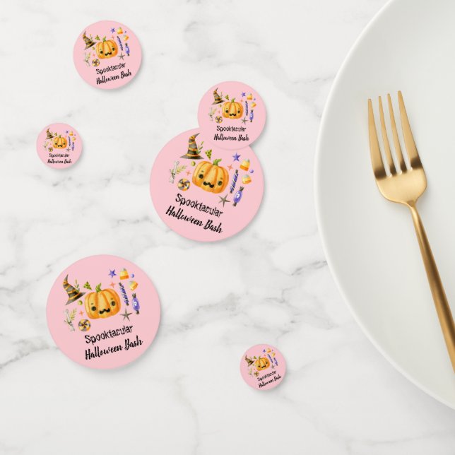 Pumpkin Spooktacular Halloween Bash Party Pink Confetti (Group)