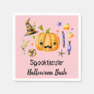 Pumpkin Spooktacular Halloween Bash Party Pink Napkin