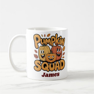 Pumpkin Squad Cute Retro Cartoon Autumn Halloween Coffee Mug