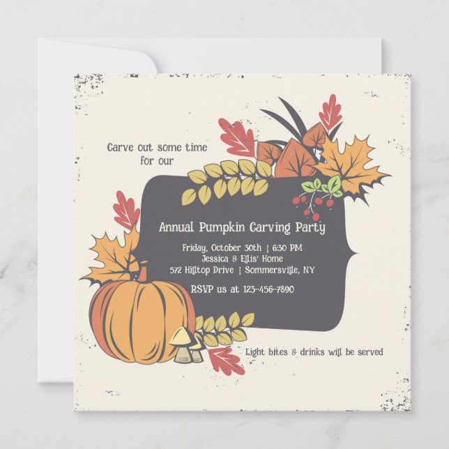 Pumpkin Square Invitations (Front)