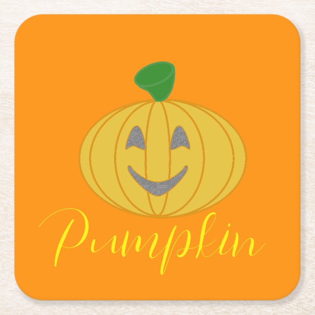 Pumpkin Square Paper Coaster (Front)