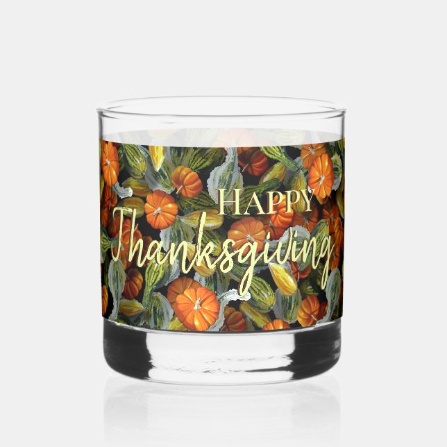Pumpkin, Squash Autumn Harvest Drinking Glass (Front)