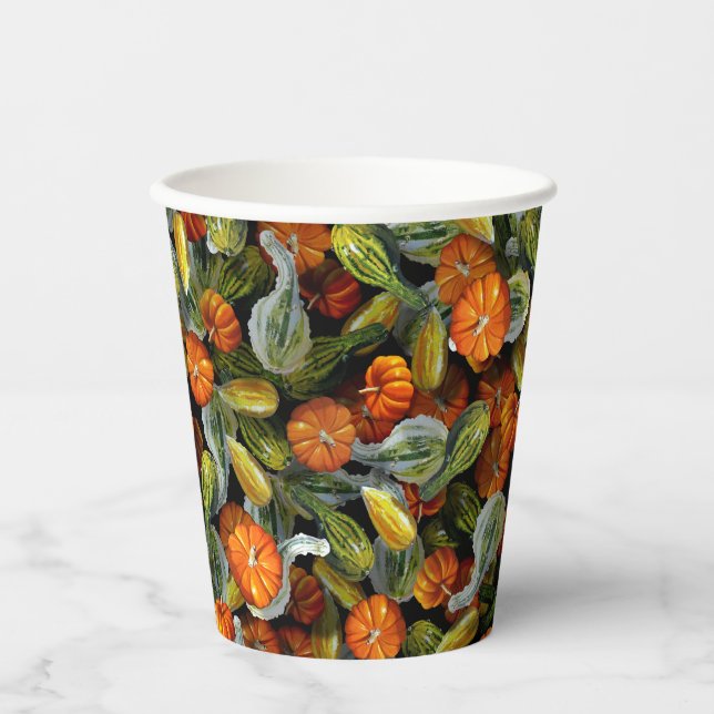 Pumpkin, Squash Autumn Harvest Paper Cups (Front)