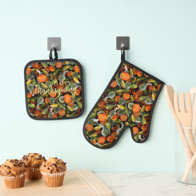 Pumpkin, Squash Autumn Harvest Pot Holder Set (Insitu(Hanging))