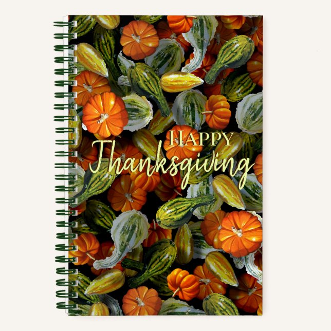 Pumpkin, Squash Autumn Harvest Spiral Notebook (Front)