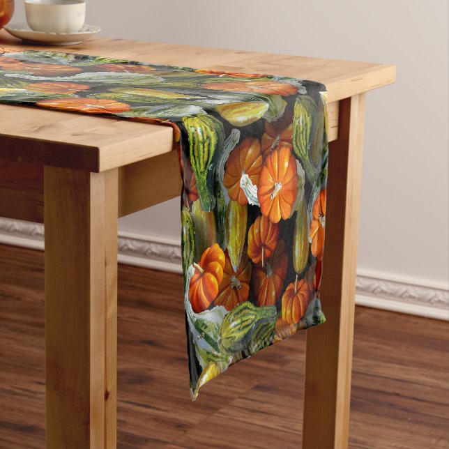 Pumpkin, Squash Autumn Harvest Table Runner (In Situ)
