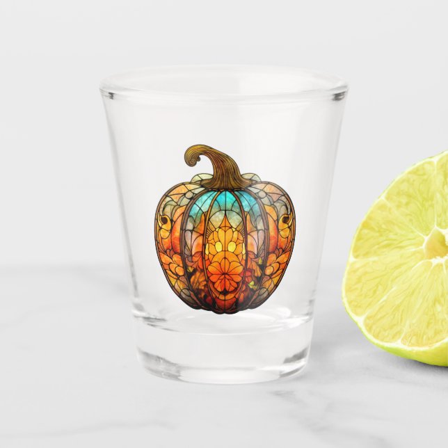 Pumpkin Stained Glass Shot Glass (Front)