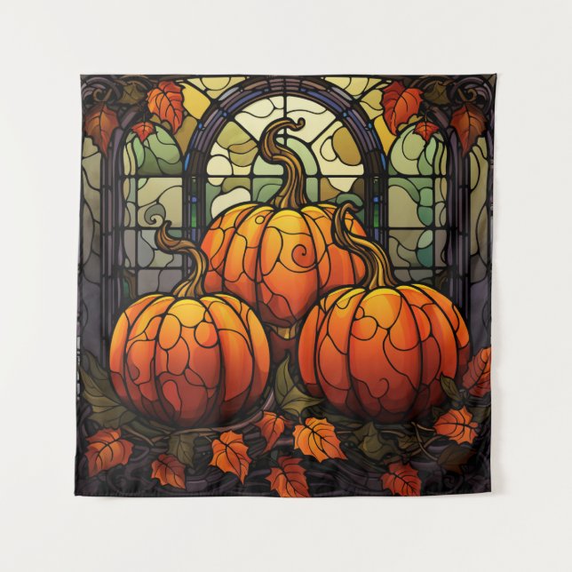 Pumpkin Stained Glass Tapestry (Front)