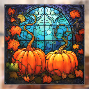Pumpkin Stained Glass Window Cling