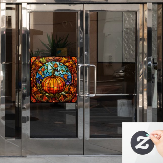 Pumpkin Stained Glass Window Cling (Office Door)