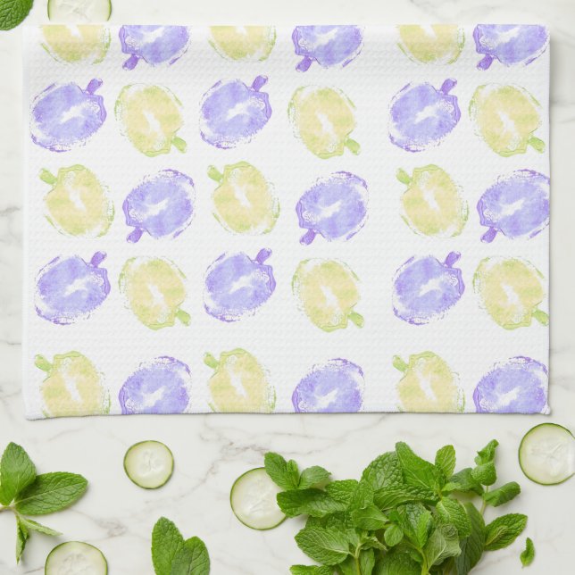 Pumpkin Stamps Hand Painted Halloween Pattern   Tea Towel (Folded)