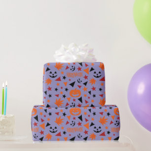 Pumpkin, Stars, and Leaf Seamless Wrapping Paper