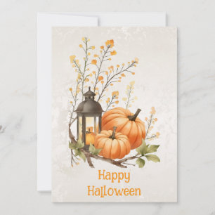 Pumpkin Still Life Watercolor Halloween Greeting Holiday Card