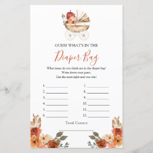 Pumpkin Stroller Baby Shower What's in Diaper Bag
