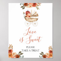 Pumpkin Stroller Floral Baby Shower Love is Sweet