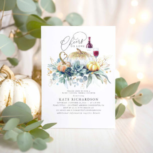 Pumpkin Succulents Fall Wine Tasting Bridal Shower Invitation