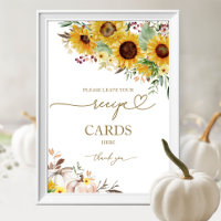 Pumpkin Sunflower Bridal Shower Recipe Card Sign