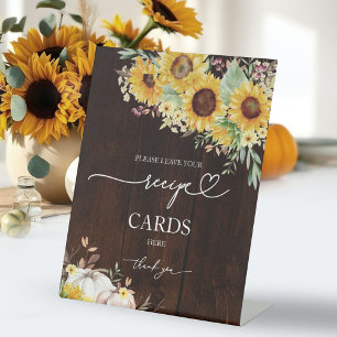 Pumpkin Sunflower Bridal Shower Recipe Card Sign