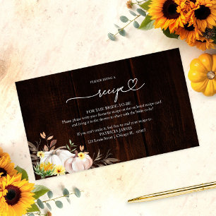 Pumpkin Sunflower Bridal Shower Recipe Request Enclosure Card