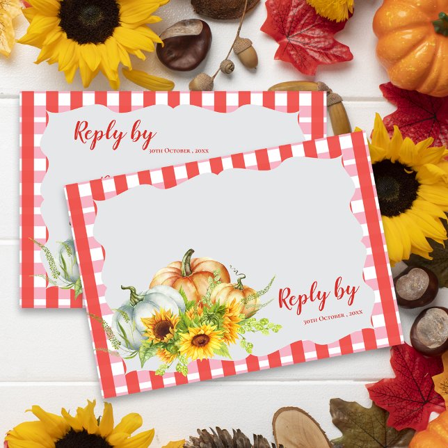 Pumpkin & Sunflower Fall Rustic Fall Wedding RSVP Card (Pumpkin & Sunflower Fall Rustic Fall Wedding RSVP Card)