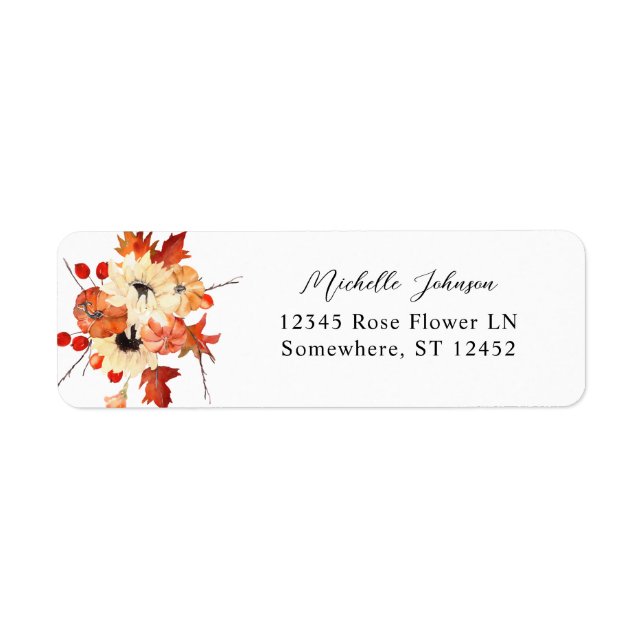 Pumpkin & Sunflower Floral Return Address Label (Front)