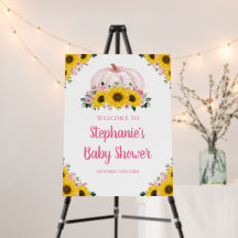 Pumpkin Sunflower Pink Floral Fall Baby Shower