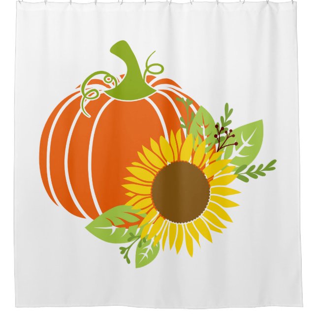Pumpkin & Sunflower Shower Curtain (Front)