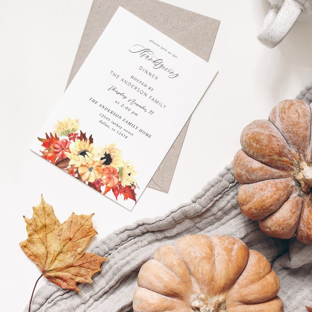 Pumpkin & Sunflower Thanksgiving Invitation (Creator Uploaded)