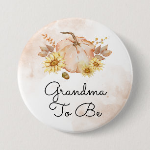 Pumpkin Sunflowers Grandma to be Baby Shower  7.5 Cm Round Badge