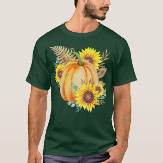 Pumpkin Sunflowers Halloween Clothing Fall Autumn T-Shirt