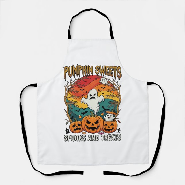Pumpkin Sweets Spooks Treats Halloween Ghosts Pump Apron (Front)