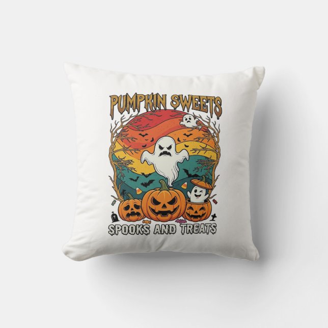 Pumpkin Sweets Spooks Treats Halloween Ghosts Pump Cushion (Front)